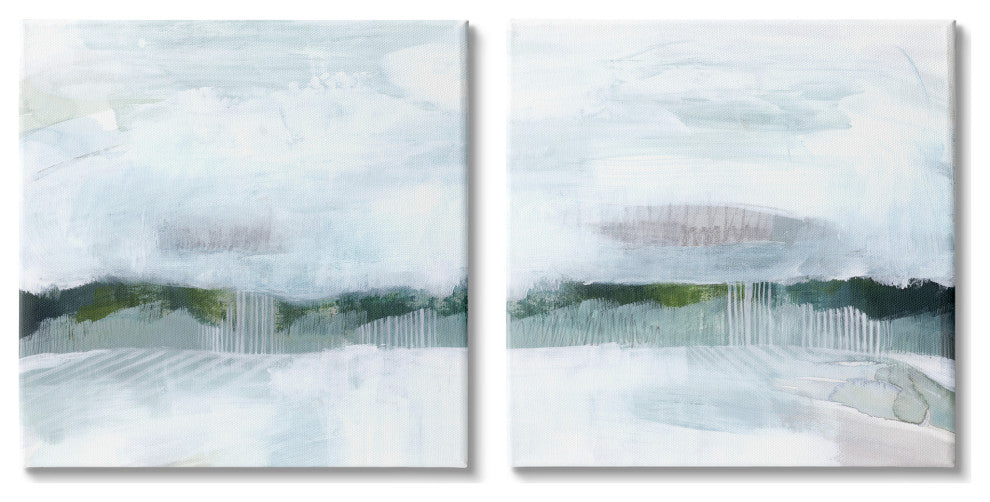 Rainy Day Abstract Field Landscape Busy Grey Green,17 x 17