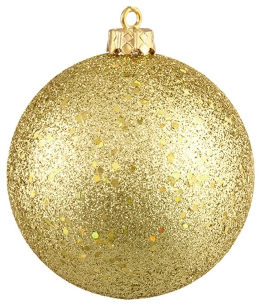 Vegas Gold Holographic Glitter Shatterproof Christmas Ball Ornament 4" 100mm