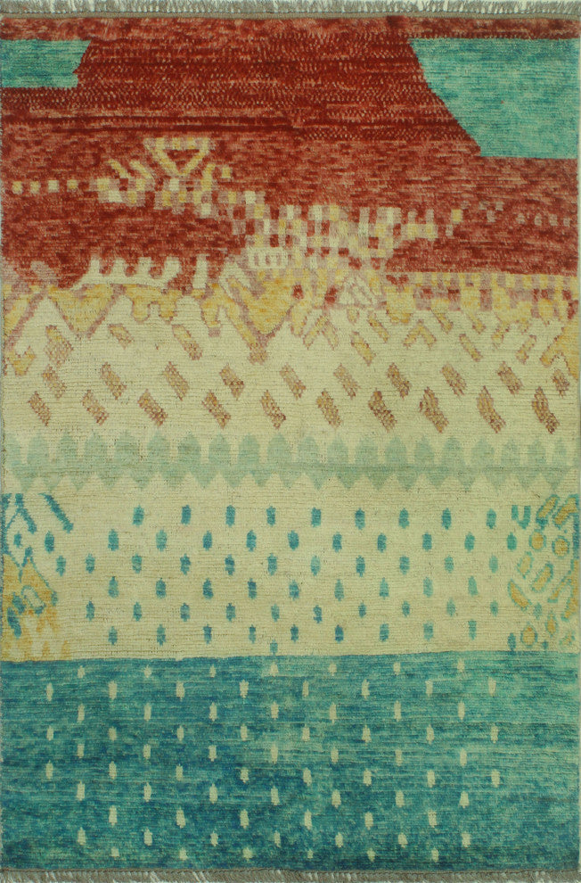Fine Vintage Distressed Clayson Ivory/Blue Rug, 3'11x5'11