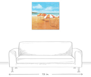Striped Beach Umbrellas 30x30 Canvas Wall Art