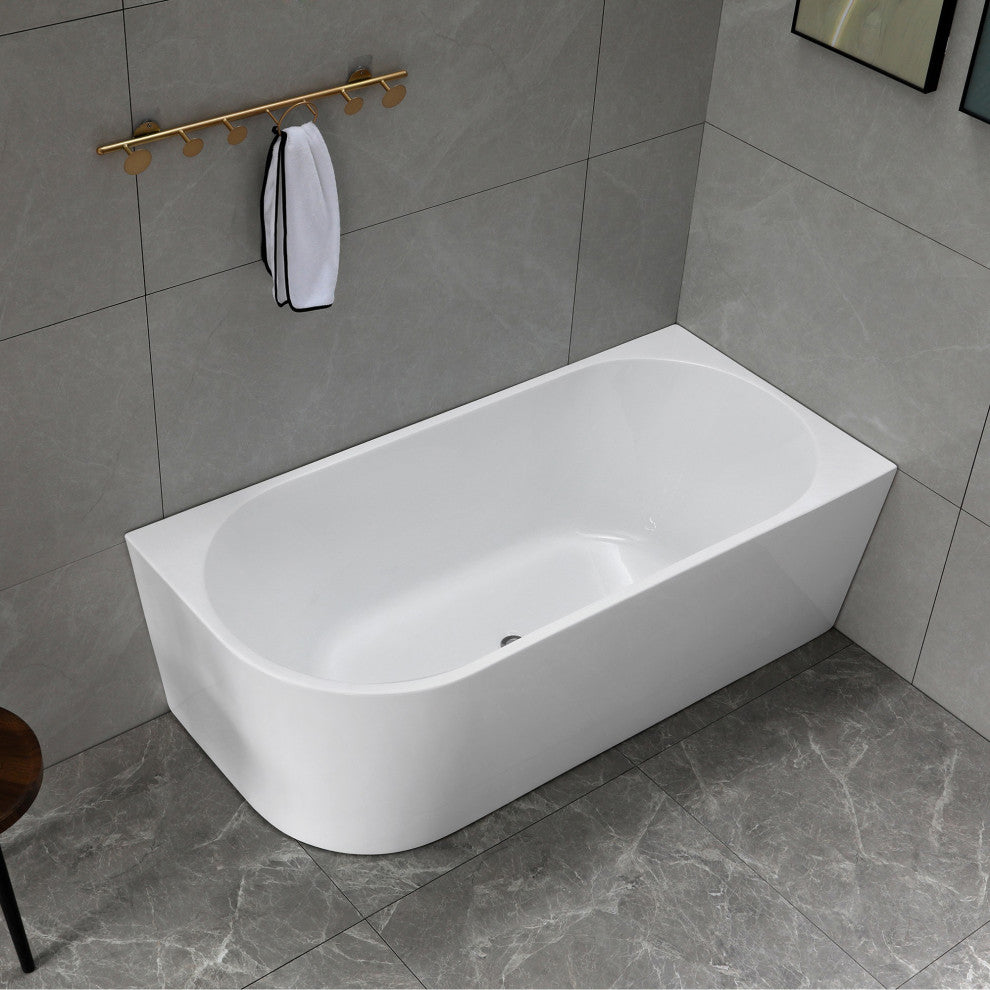 67" Freestanding Acrylic Bathtub in Glossy White