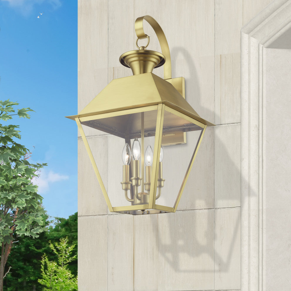 Wentworth 4 Light Natural Brass Outdoor Extra Large Wall Lantern