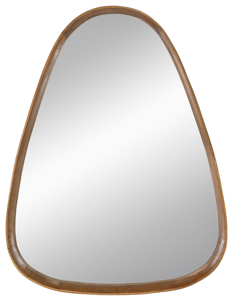 Naveen 37.5" Oblong Oval Wall Mirror, Natural Pine Wood