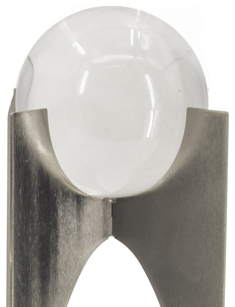 13, 10 Inch Crystal Orb Accent Decor Set of 2, Metal Stand, Art Deco
