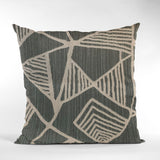 Plutus Gray Sketch Abstract Luxury Throw Pillow, 12"x20"