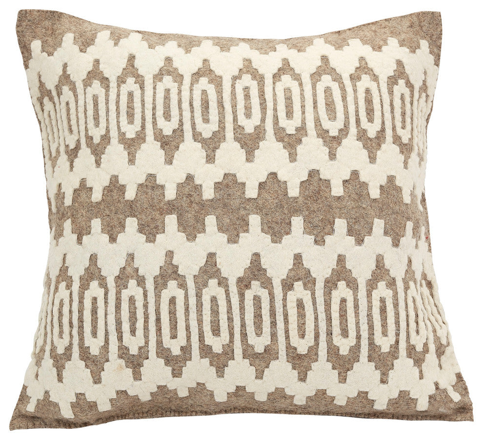 Hand Felted Wool Pillow, Scandinavian Design on Gray, 20"
