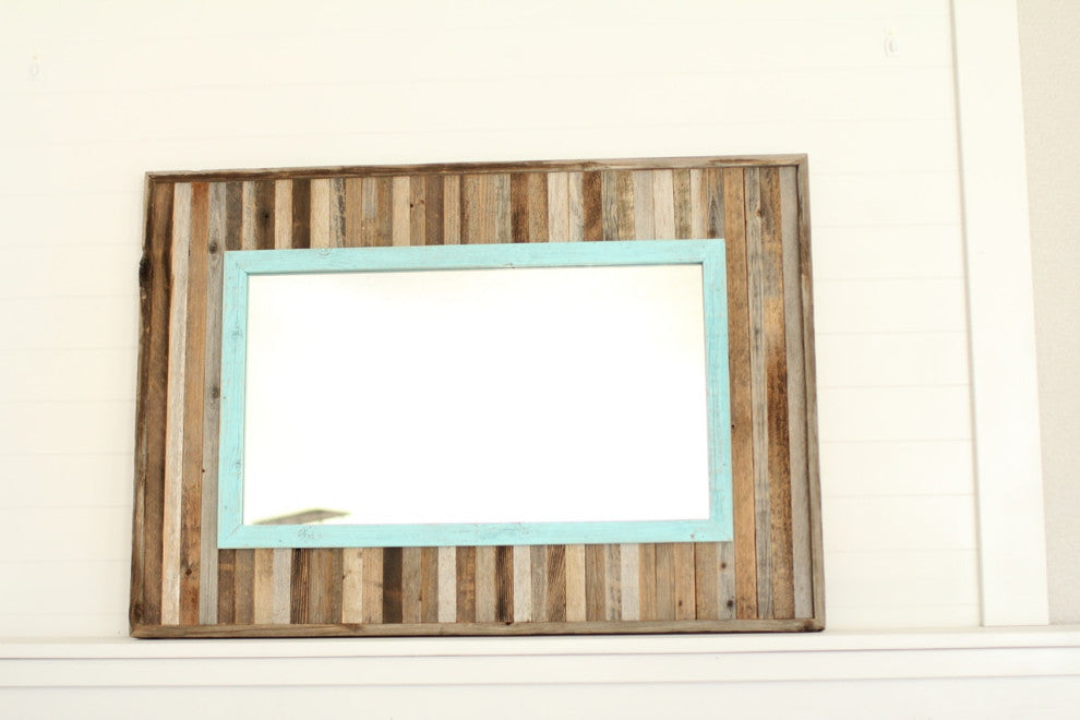 Summerland Barnwood Mirror 26"x38", Green