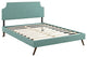 Modway Laura King Fabric Platform Bed With Round Splayed Legs, Laguna