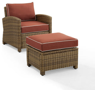 Bradenton 2Pc Wicker Outdoor Chair Set, Sangria