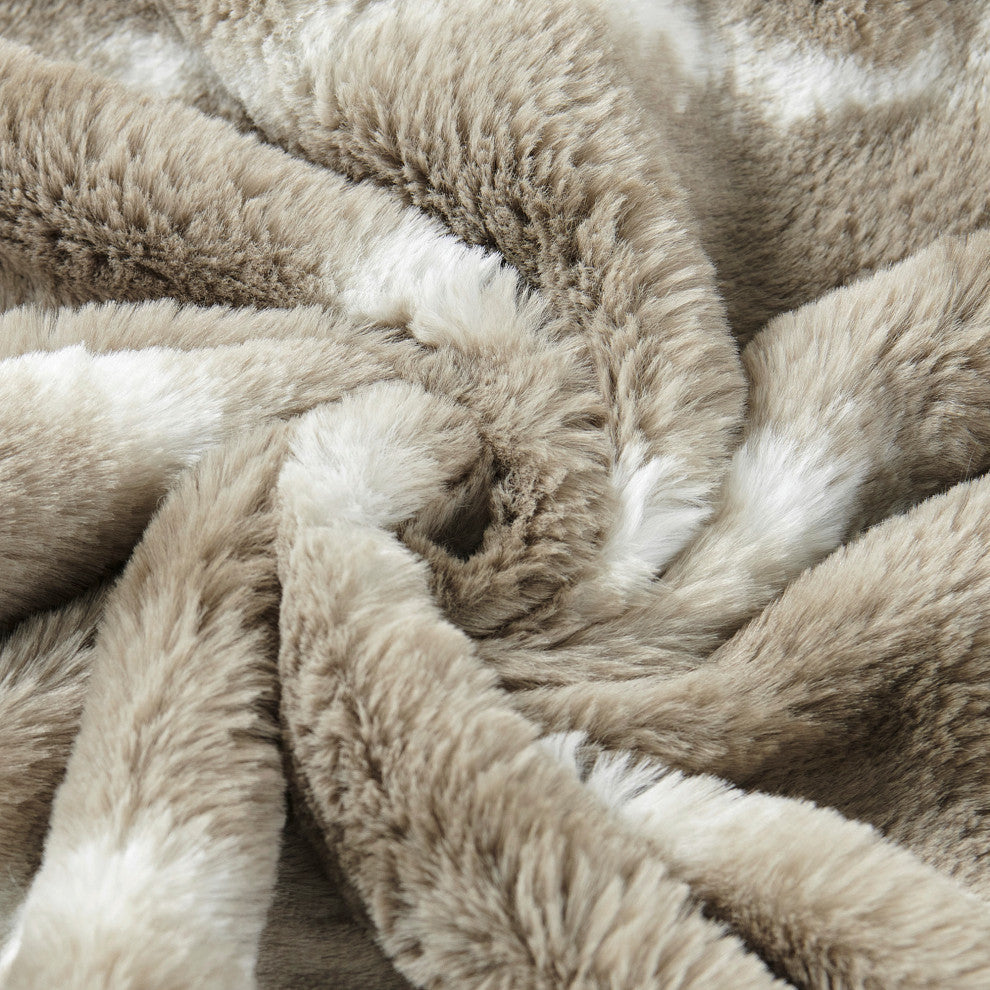 Amanda Stripe Faux Fur 2 Piece Pillow Shell Sets, Taupe Gray, 20"x20"