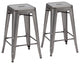 Set of Two Gray Steel Counter Stools