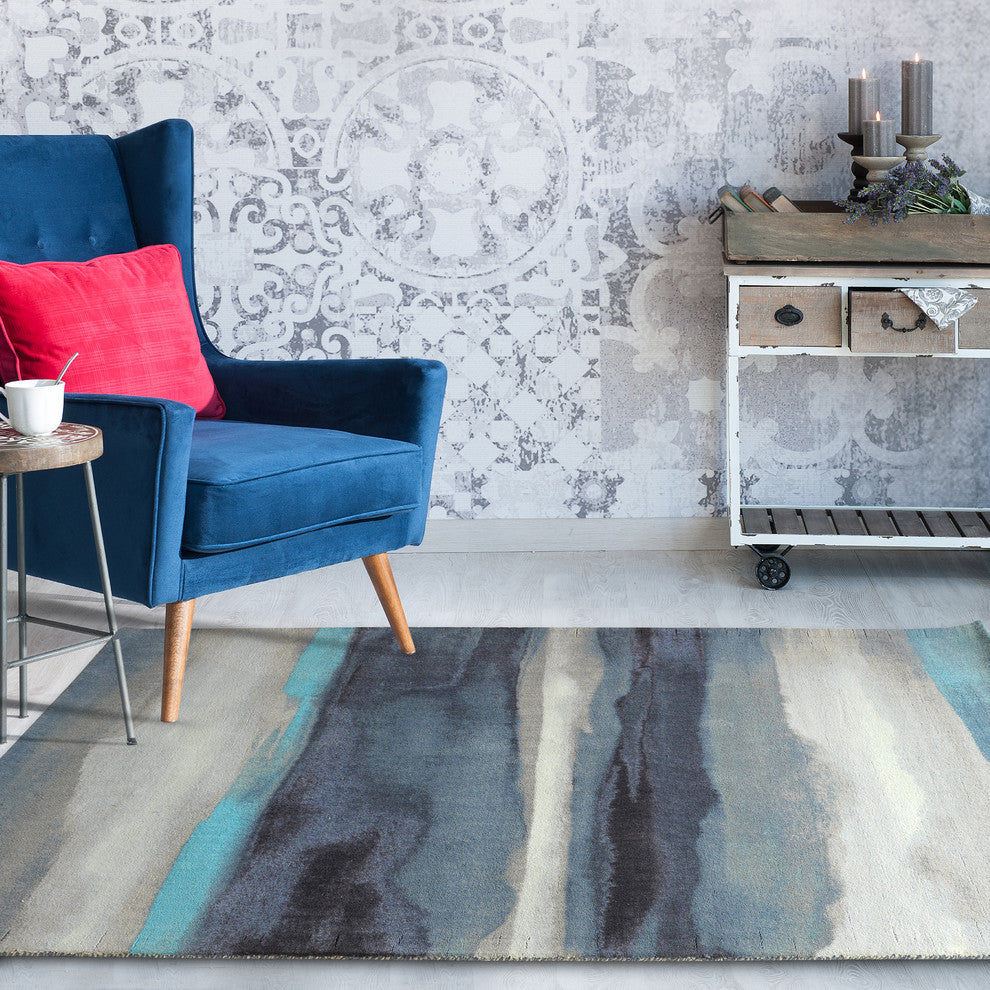 Blue Canvas Contemporary Modern Area Rug, 7'6"x9'6"