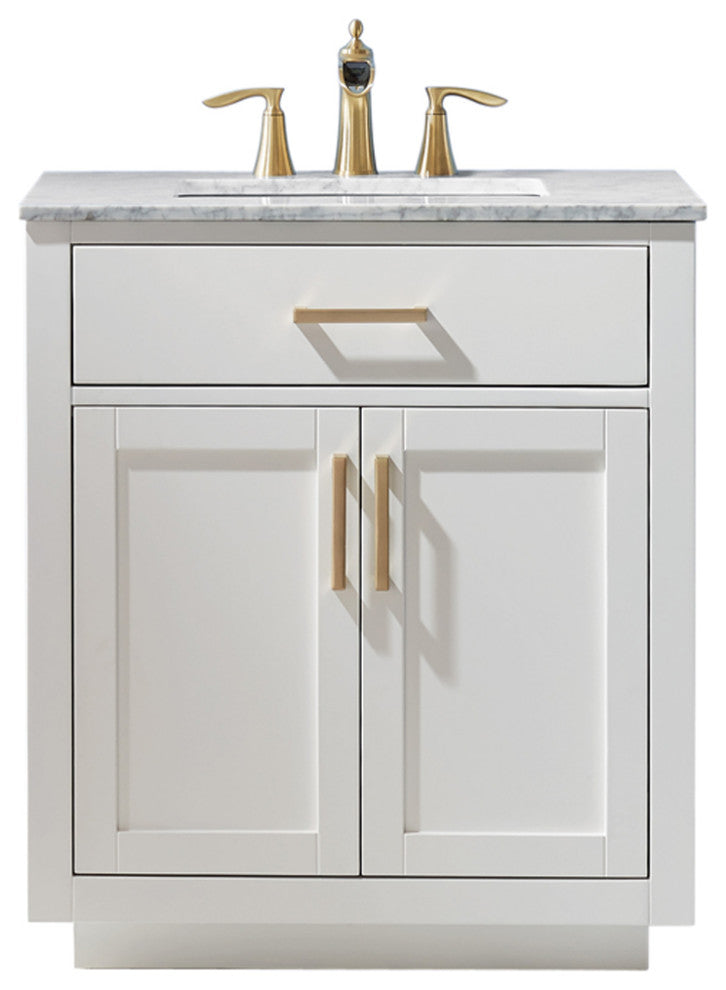 Ivy White Bathroom Vanity Set, 30", Without Mirror