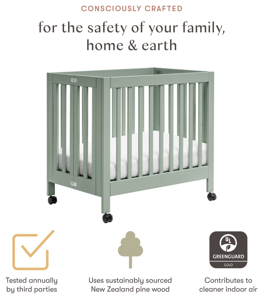 Origami Mini Crib, Light Sage