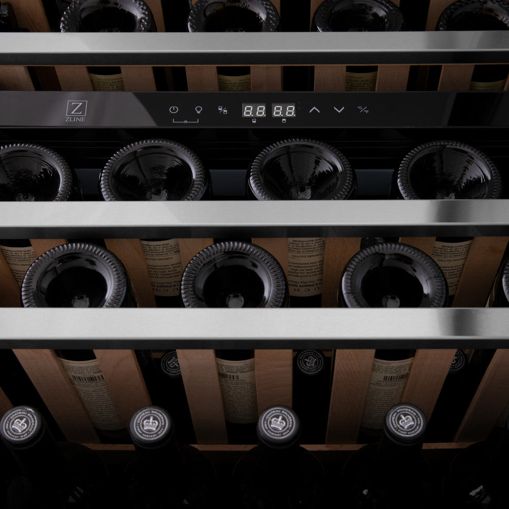 ZLINE 24 In. Wine Cooler, Stainless Steel With Matte Black, RWVZ-UD-24-MB