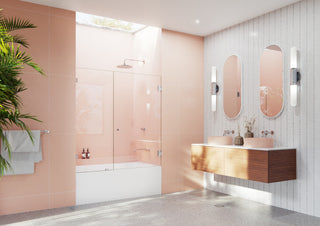 58.25"x54" Frameless Shower Bath Door Wall Hinge, Polished Chrome