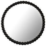 Baria Wooden Round Wall Mirror, Black