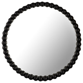 Baria Wooden Round Wall Mirror, Black