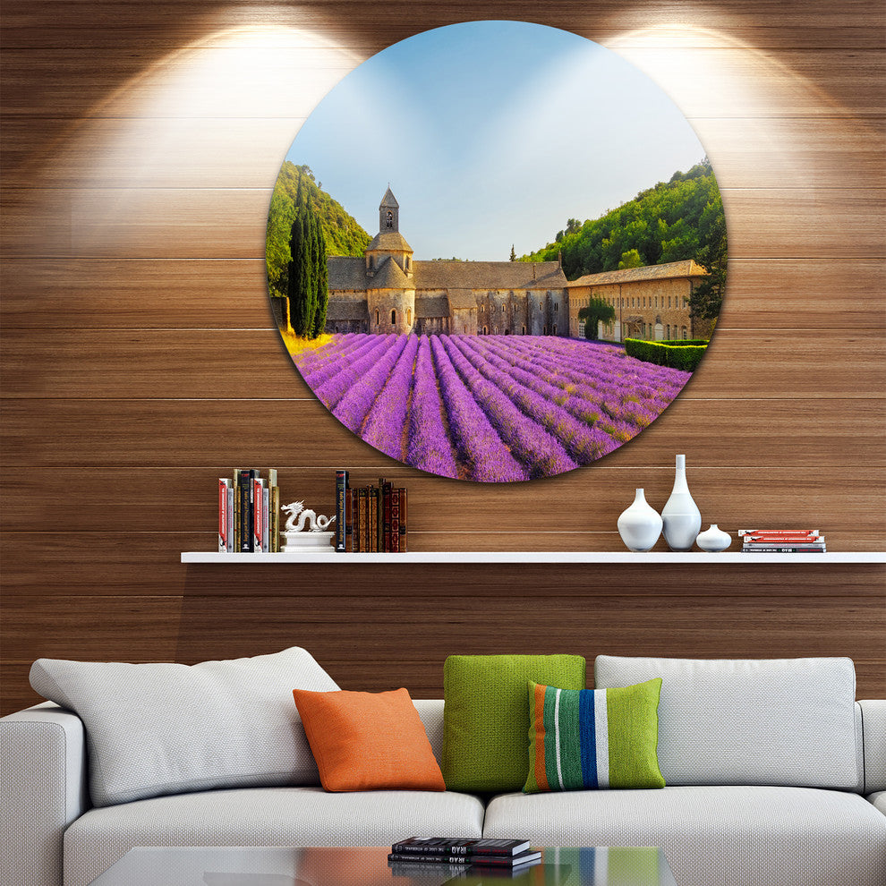 Abbey Of Senanque Lavender Flowers, Landscape Round Wall Art, 23"
