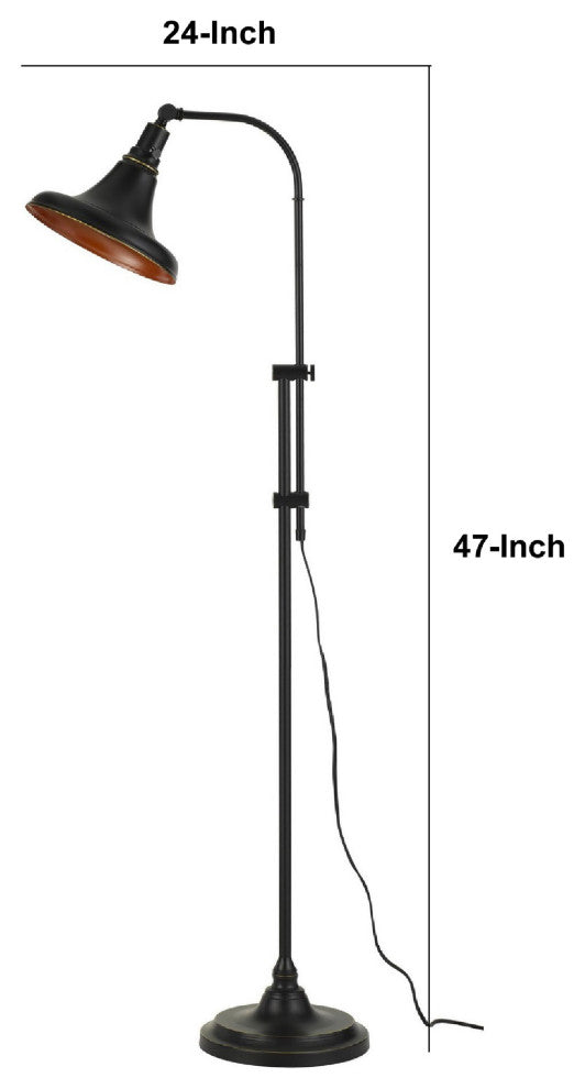 Benzara BM271949 47" Adjustable Metal Floor Lamp and Tapered Shade, Black