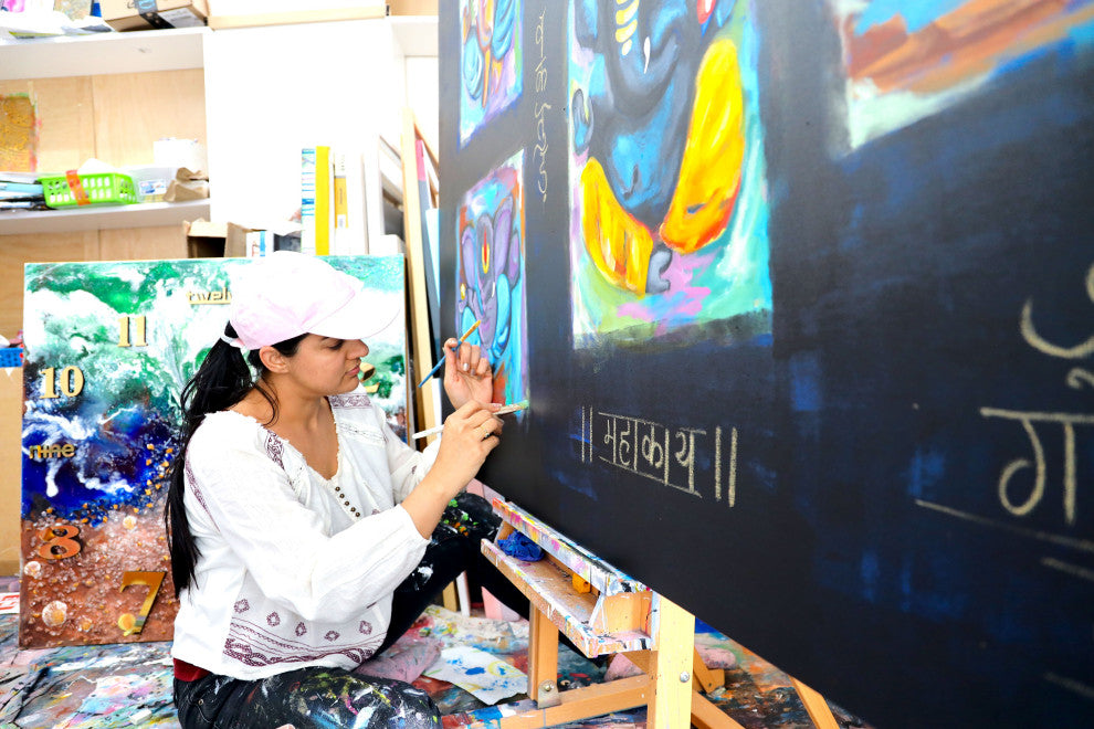 Abstract GANESHA Texture Painting, spiritual abstract expressionism figurative
