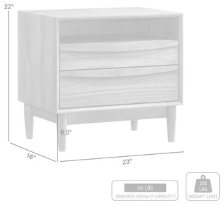 Artemio 2 Drawer Wood Nightstand With Shelf, Walnut Finish