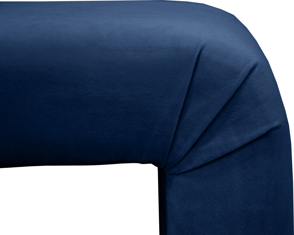 Minimalist Velvet Upholstered Bench, Navy