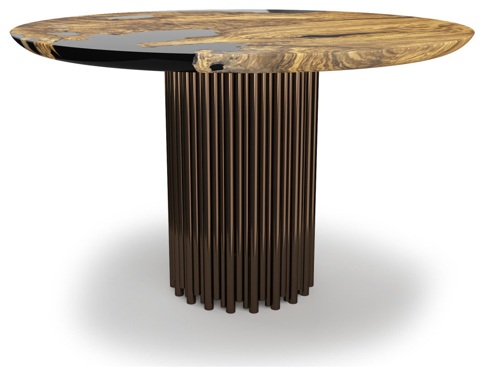 Hagno Round Dining Table, Bronze Base, 2 Seater
