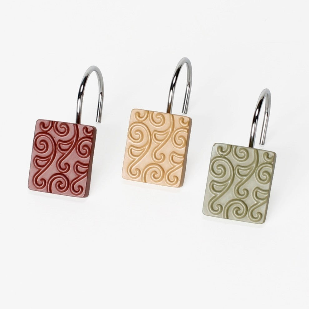 Saturday Knight Inspire Shower Curtain, Hooks, Set of 12