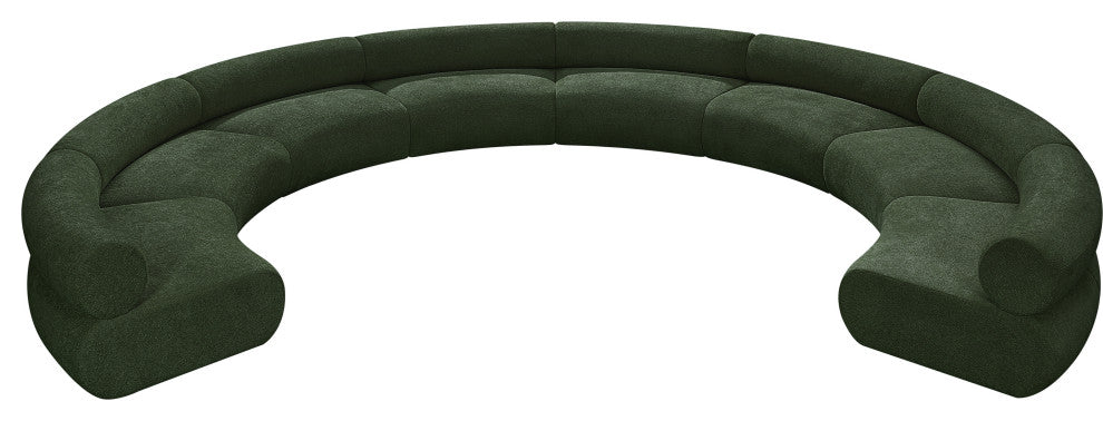 Bale Cream Chenille Fabric Modular Sofa, Green, 8-Piece, Arc Shaped