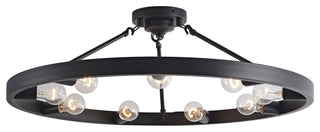 Sami Vintage 32" Wagon Wheel 9-light Ring Semi-Flush Mount