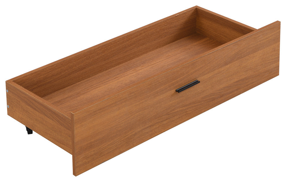 Full/Queen Metal Frame Wood Platform Bed with Two Drawers,Sockets and USB Ports,