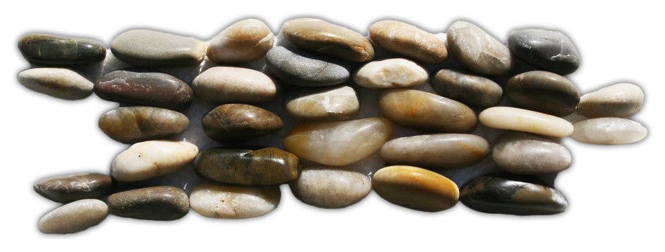 6x12 Polished Cobblestone Mosaic - Natural Stone for Backsplash or Shower