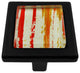 Hand Brushed Red Orange Streaks Crystal Glass Black Metal Square Manor Knob