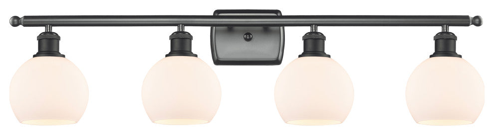 Innovations 516-4W-BK-G121-6-LED 4 Light Bath Vanity Light, Matte Black