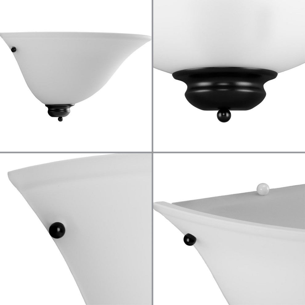 Opal Glass Collection 15-3/8" 1-Light Matte Black Opal Glass Wall Light