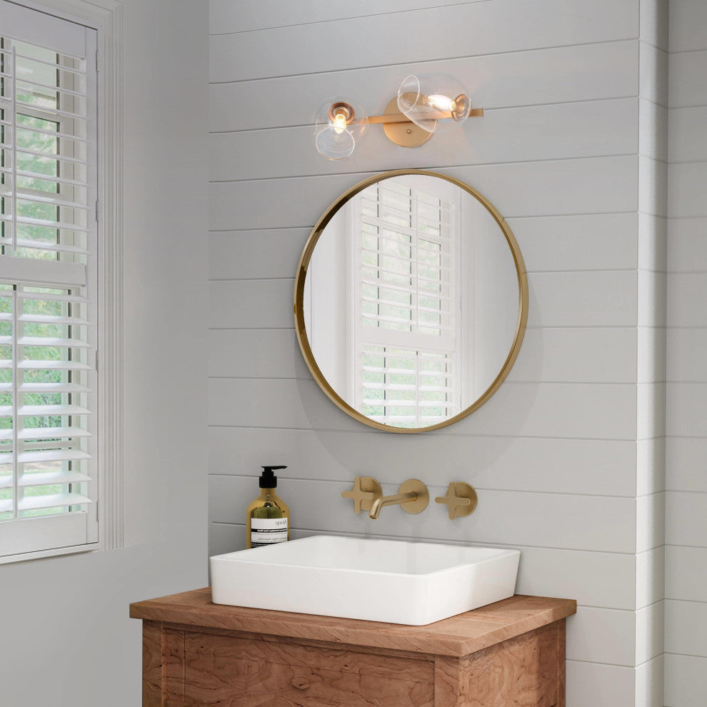 LALUZ 2-Light Gold with Glass Wine Cup Bathroom Vanity Lights