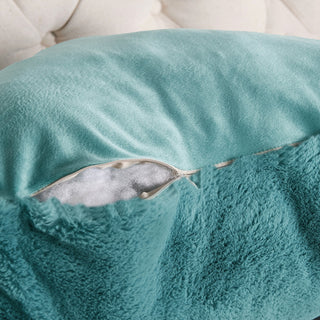 Fox Faux Fur Bedrest, Needs Assembly, Aqua, 28"x30"x17"