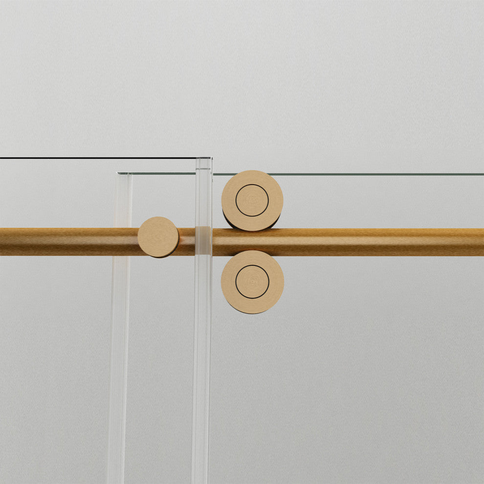 Massa 60"Wx76"H Single Sliding Frameless Shower Door, Brushed Gold