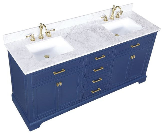 Design Element Milano 72" Blue Double Rectangular Sink Vanity