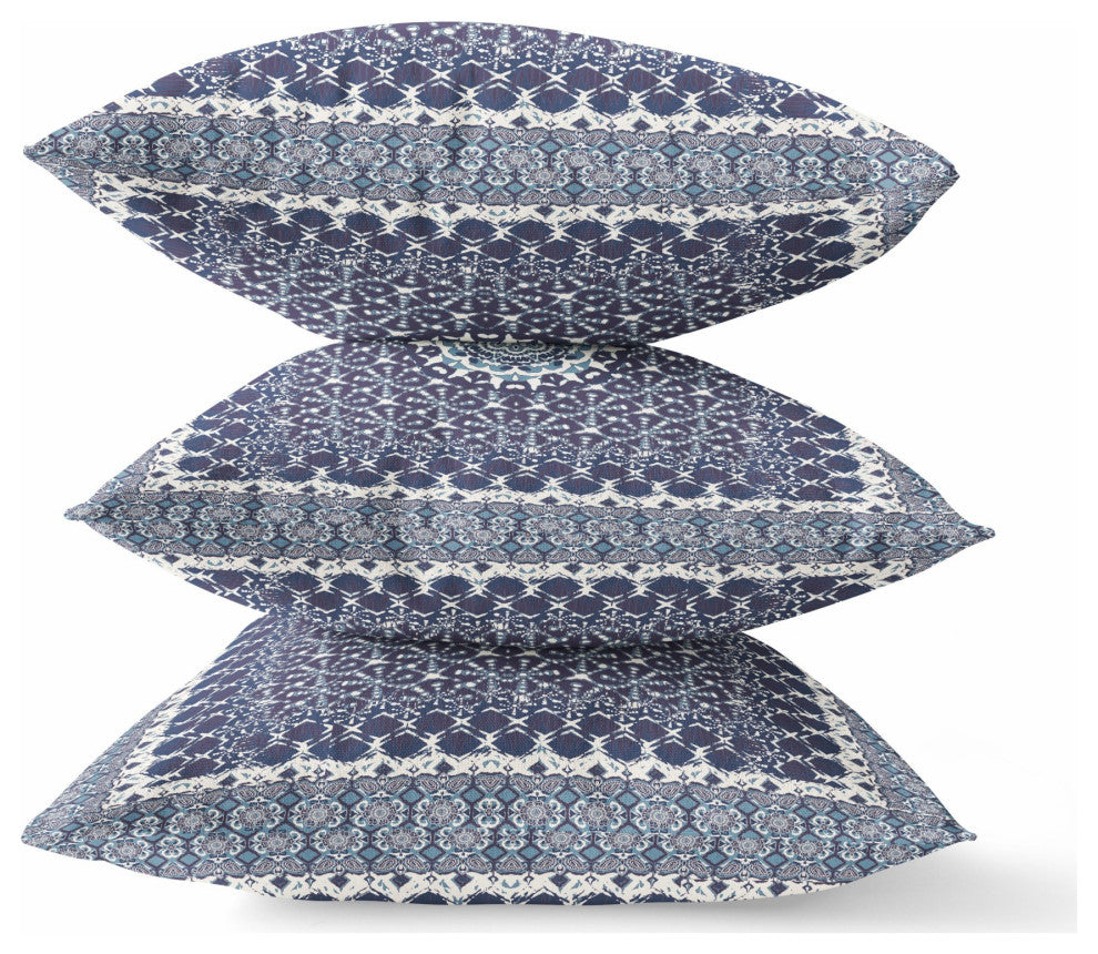 20 Slate Blue Holy Floral Indoor Outdoor Throw Pillow