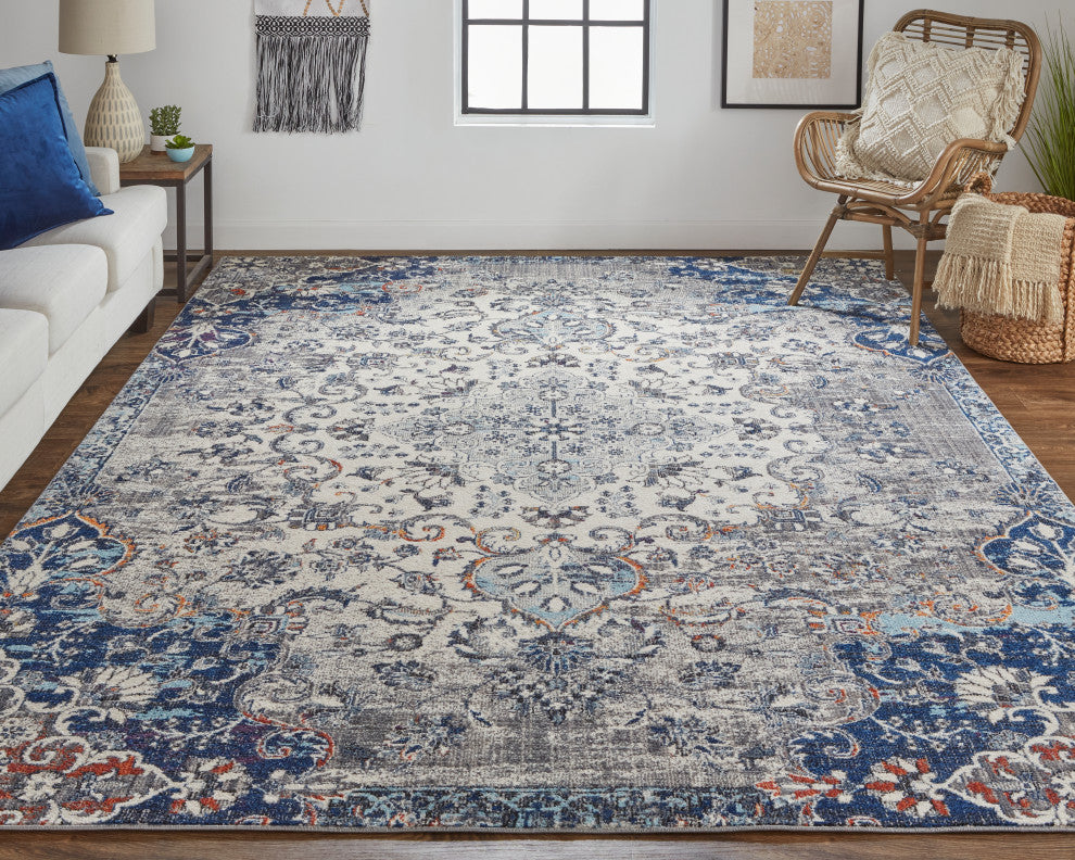 Weave & Wander Bellini  Rug, Gray/Blue, 9ft-2in x 12ft-4in Rug