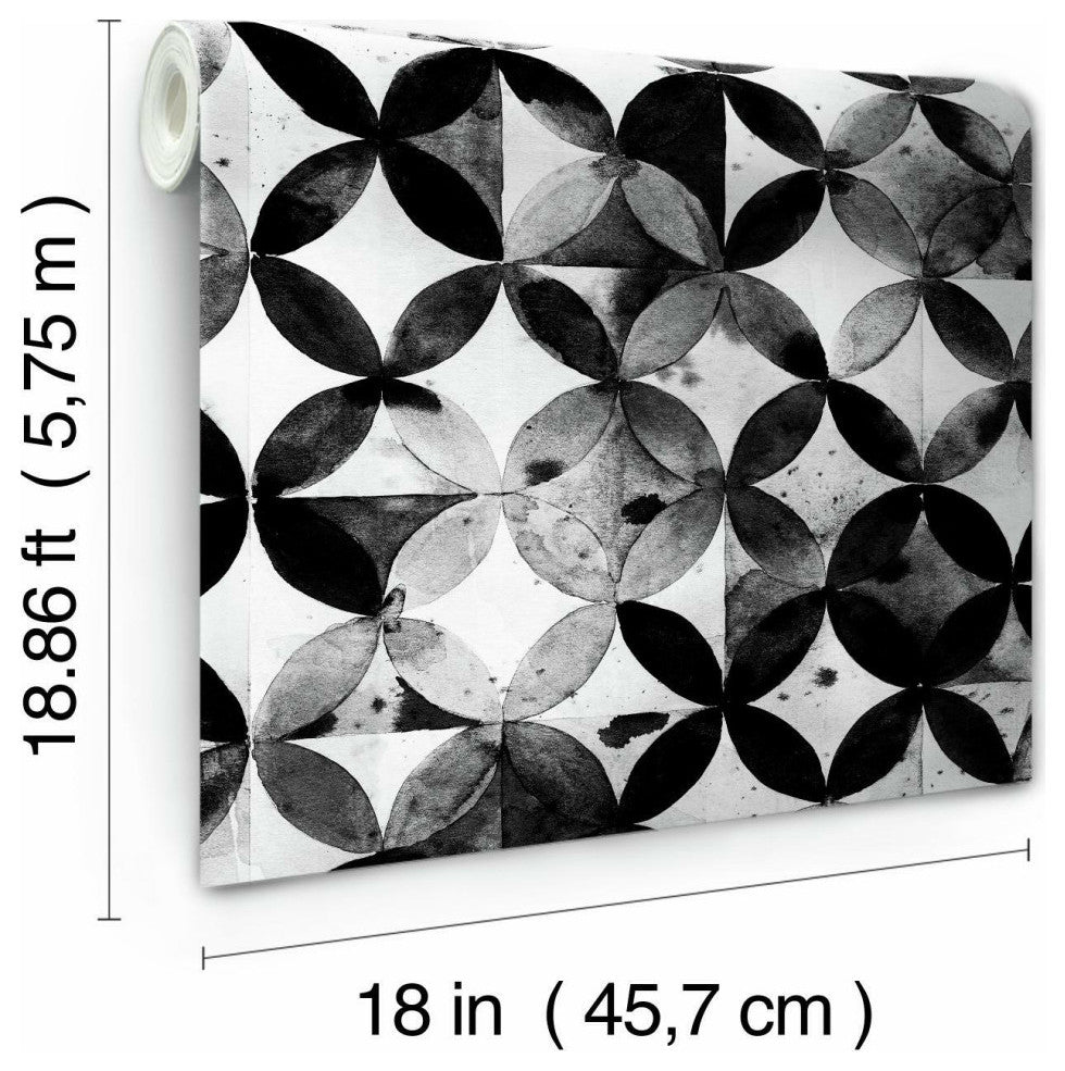 Paul Brent Moroccan Tile Peel & Stick Wallpaper, black