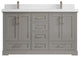 Boston 60 Double Bathroom Vanity in Elephant Skin Gray 2" White Quartz