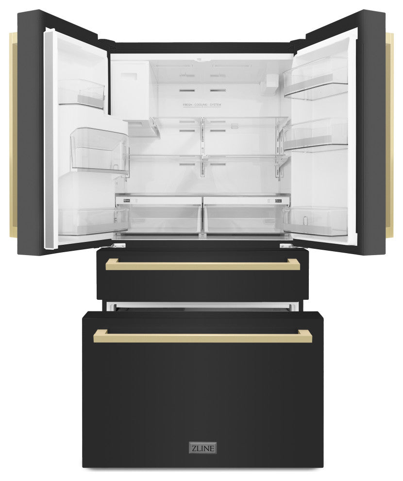 ZLINE Black Stainless Refrigerator With Water RFMZ-W-36-BS-FCB