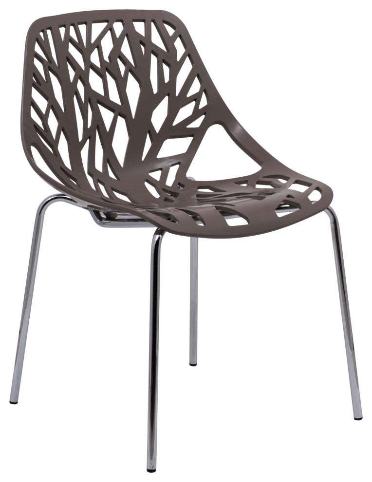 Leisuremod Asbury Stackable Dining Chair with Chome Legs, Taupe