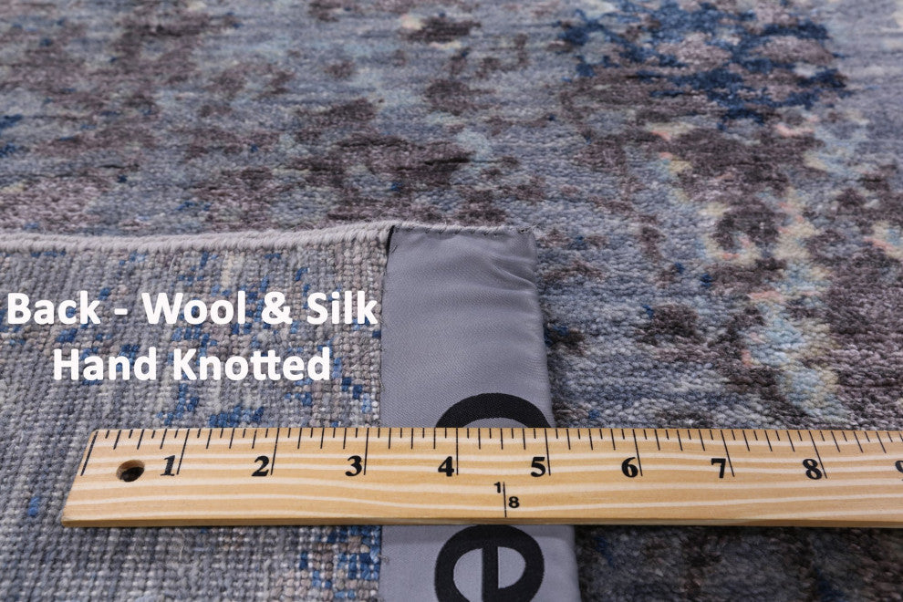 7' 11" X 10' 0" Hand Knotted Abstract Wool and Silk Rug Q6326