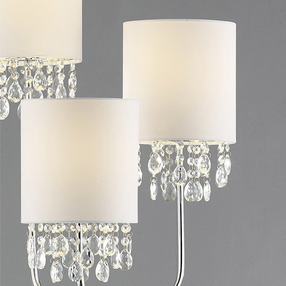 3-Light Crystal Pendants Floor Lamp, 64", White