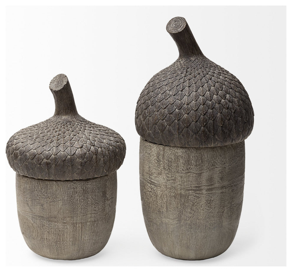 Brown Resin Acorn Shaped Decorative Box