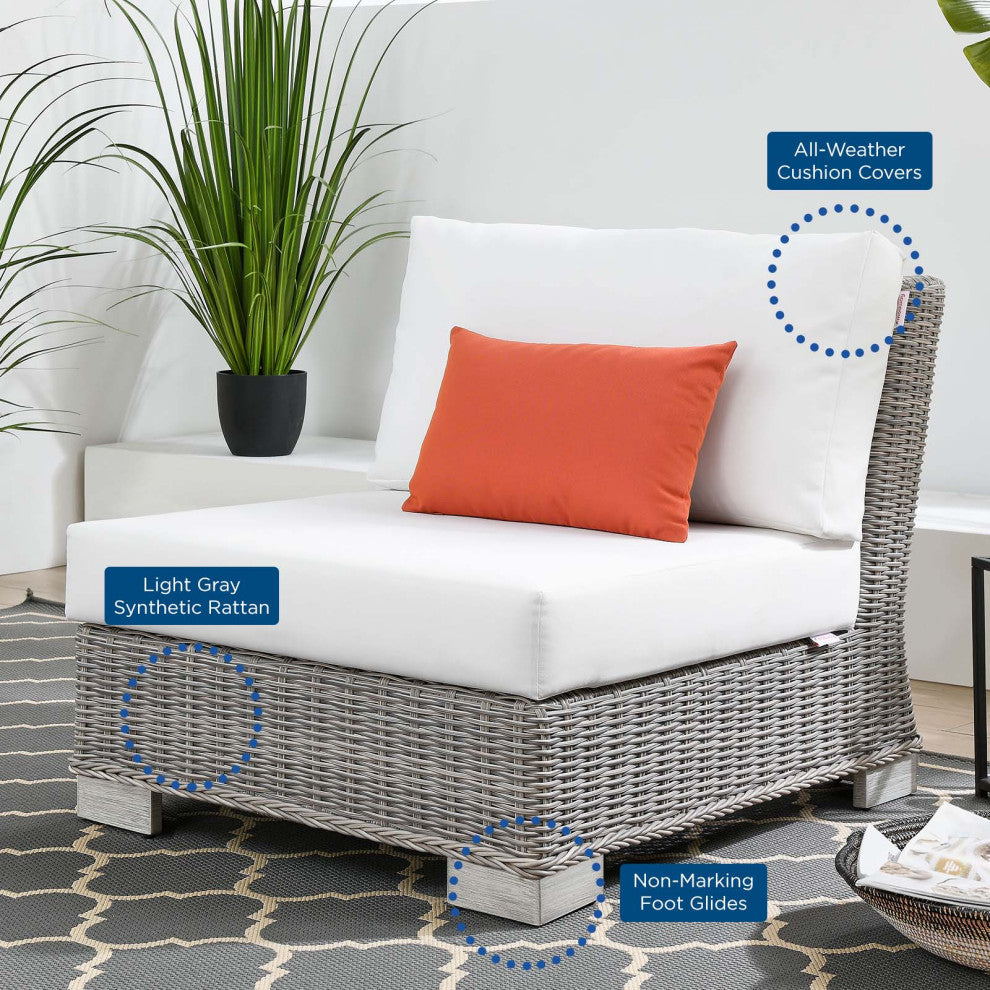 Lounge Sectional Sofa Chair Set, Rattan, Wicker, Gray White, Outdoor
